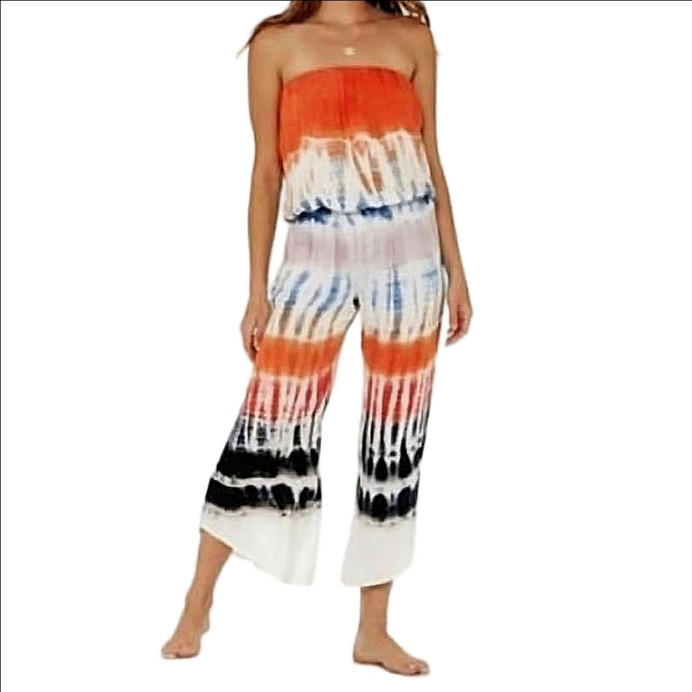 🌿 Young Fabulous & Broke Aviana Strapless Tie-Dye Jumpsuit, Size S ~ EUC